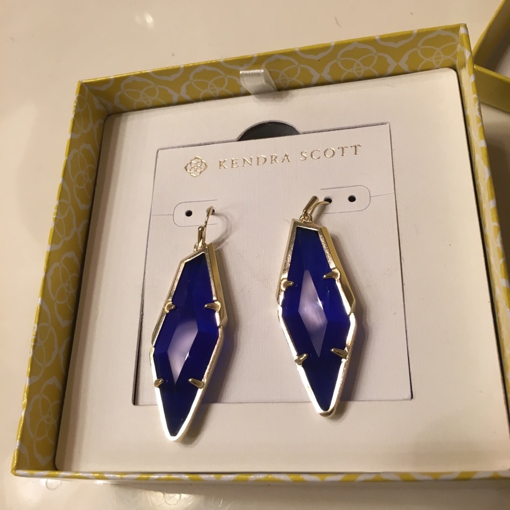 NWT Kendra Scott Bexley Earrings In Blue Glass